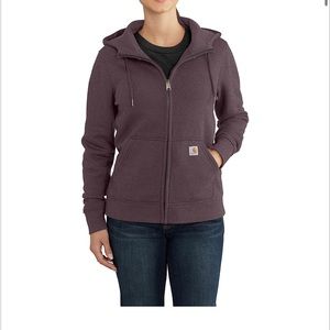 Carhartt 1X (16W/18W), wine colored zip up sweatshirt with hood.